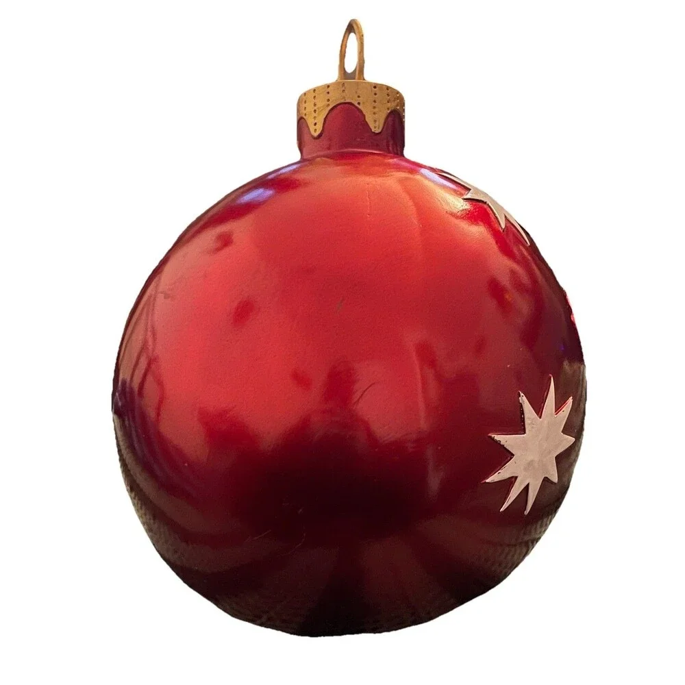 Large Red Christmas Ornament Decor Light Up LED Monogrammed Untested